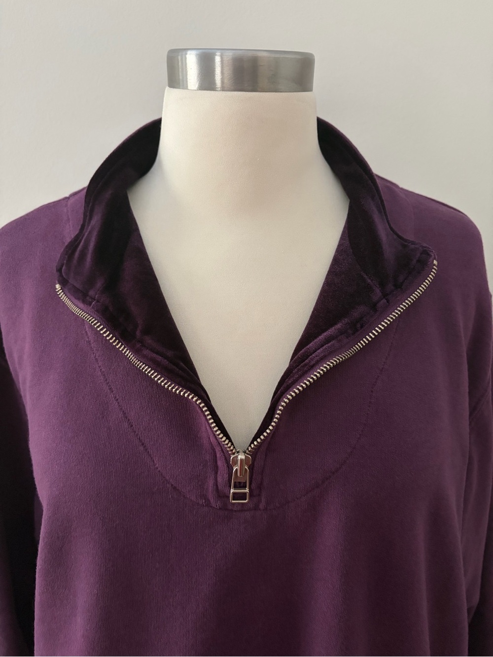 Coldwater Creek Women’s Deep Plum Quarter-Zip Lounge Set XL Lagenlook Cozy Chic - Picture 5 of 10
